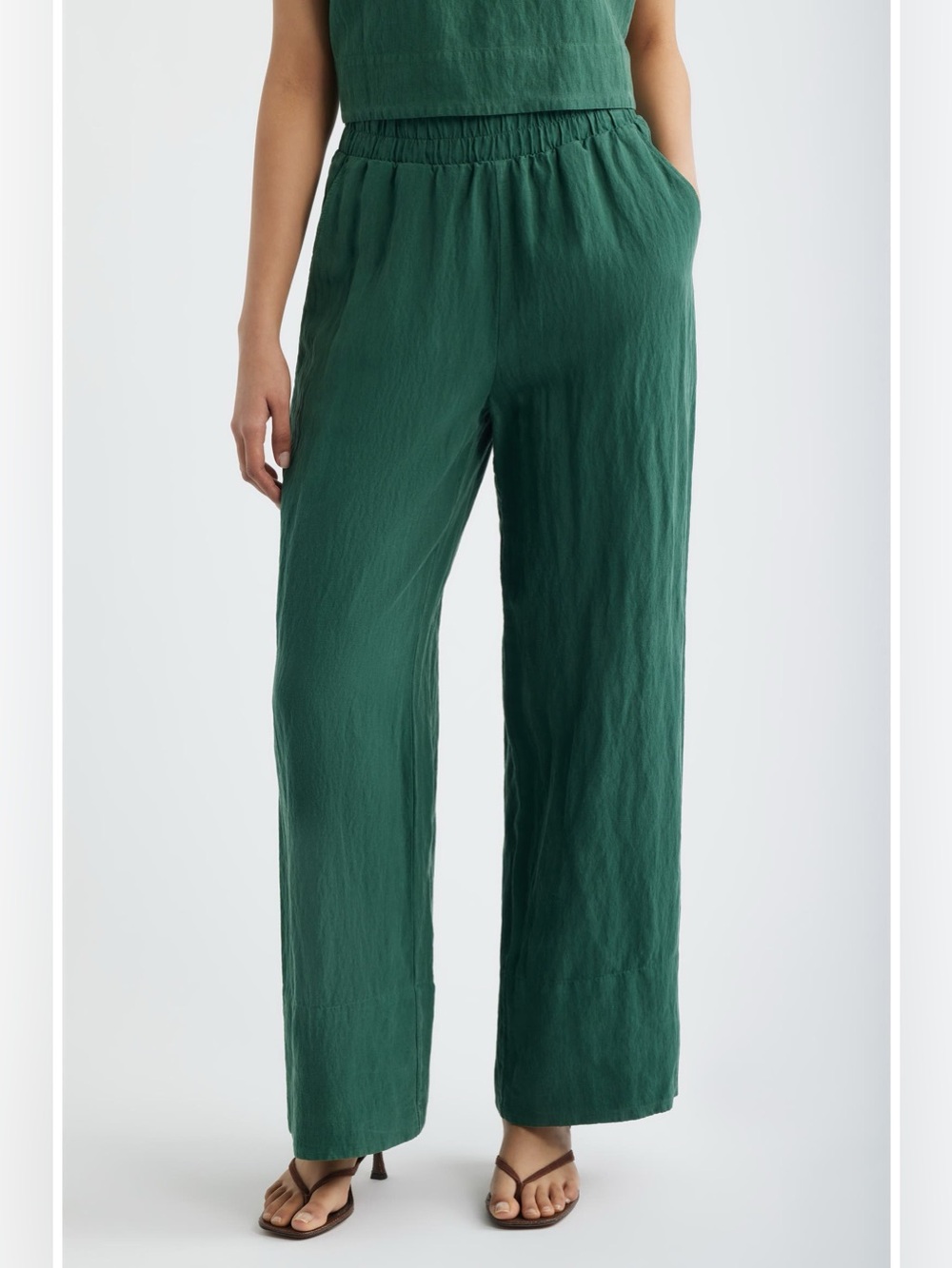 Cloth & Stone Pull-On Wide Leg Pants Meadow Moss Green Small NWT